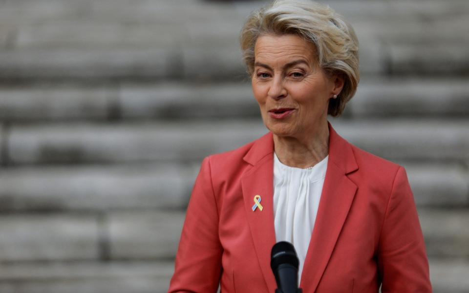 Ursula von der Leyen, the President of the European Commission, is pictured in Dublin today - Clodagh Kilcoyne/Reuters 