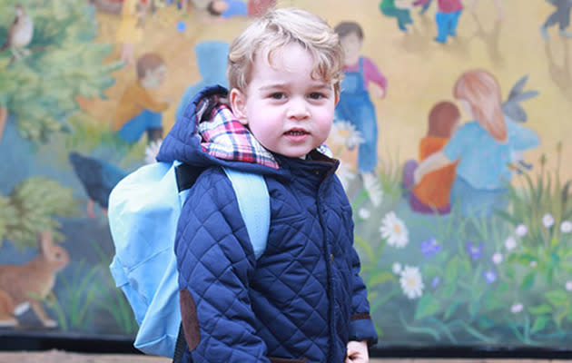 Prince George at his first day at nursery.