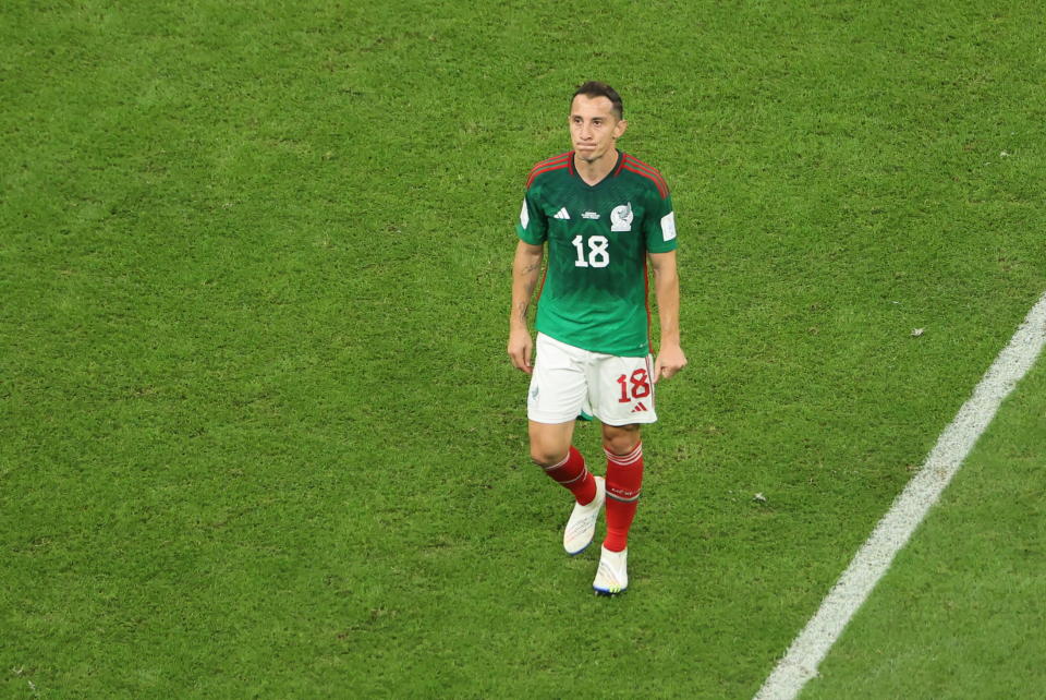 Andrés Guardado salió de cambio en el partido contra Argentina en Qatar 2022 (Foto: Serhat Cagdas/Anadolu Agency via Getty Images)