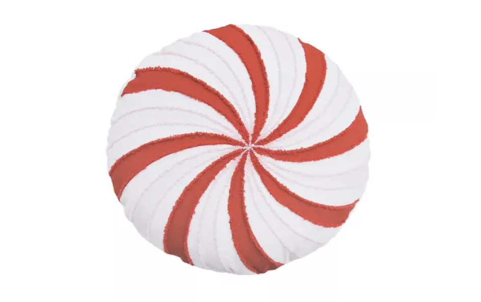 We're sweet on this peppermint candy pillow. (Photo: Bed Bath & Beyond)