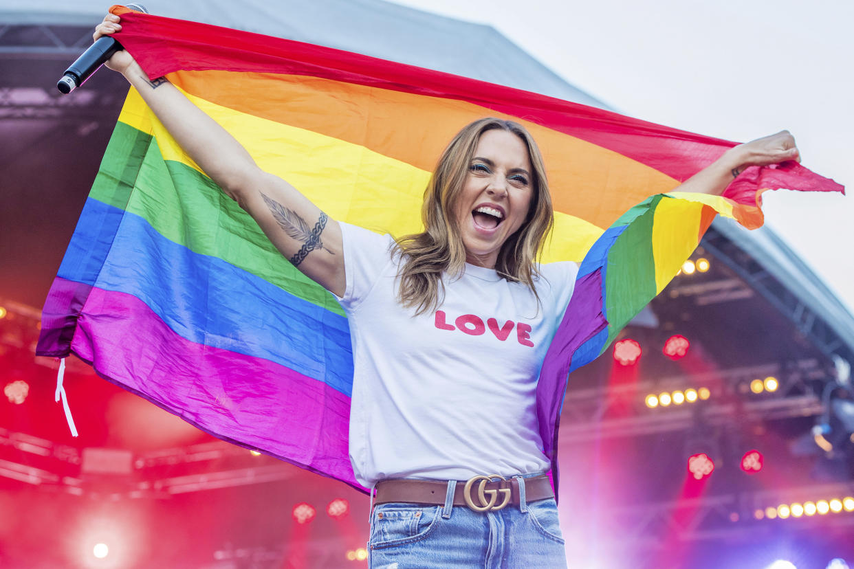 Melanie Chisholm (Mel C) at Closing Party Pride in Amsterdam, on the last day of GayPride 2018. (DPPA / AP)