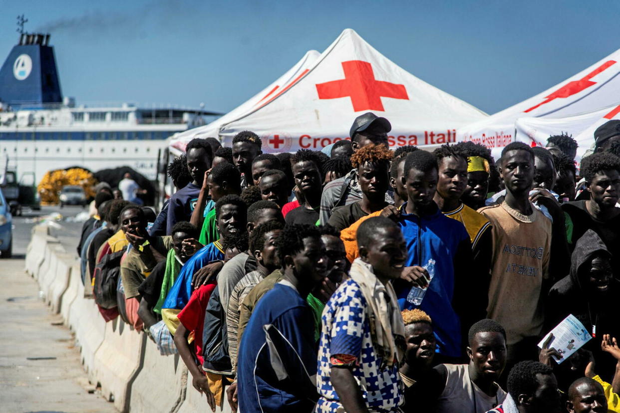 L'île italienne de Lampedusa fait face à un afflux record de migrants depuis le 12 septembre.  - Credit:Alessandro Serranò / Avalon / MAXPPP / PHOTOSHOT/MAXPPP