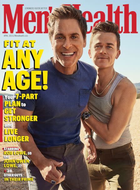 PHOTO: Rob Lowe and his son John Owen Lowe appear on the cover of Men's Health magazine. (Mark Williams & Sara Hirakawa for Men's Health)