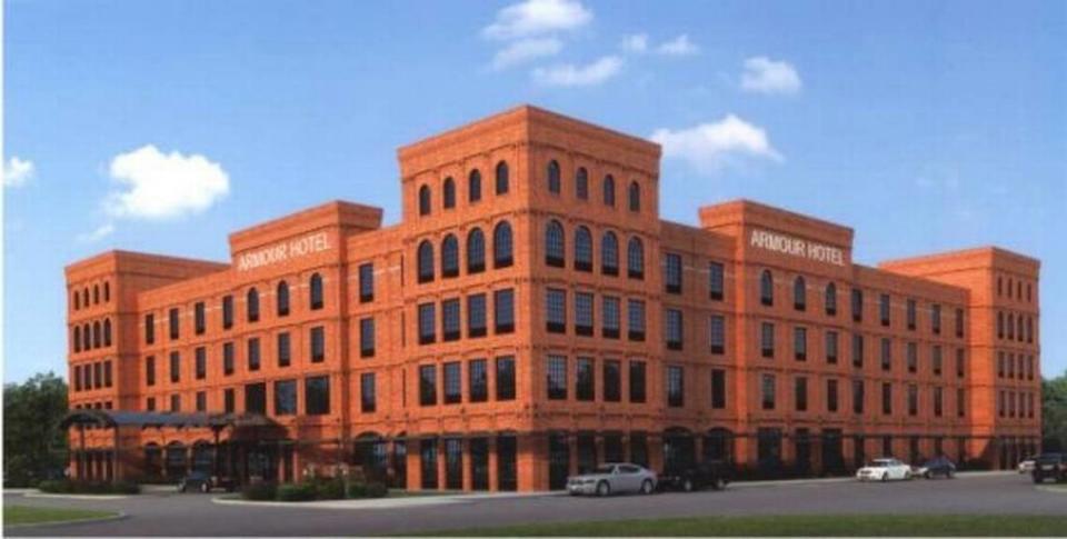 Rendering of planned 120-room Armour Hotel in the Stockyards.