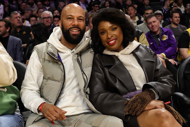 <p>Jim Poorten/NBAE via Getty</p> Common and Jennifer Hudson attend the game between the Dallas Mavericks and the Los Angeles Lakers on Jan. 18, 2024 at Crypto.Com Arena in Los Angeles, California.