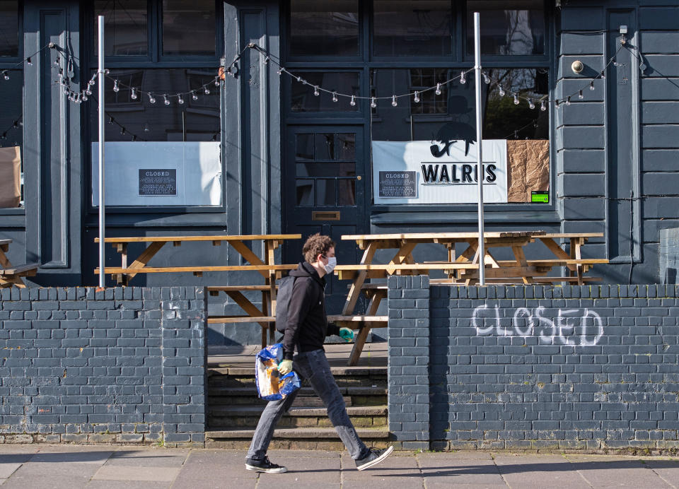 EMBARGOED TO 0001 MONDAY SEPTEMBER 14 File photo dated 21/03/20 of a closed pub in New Cross, south London. Thousands of pubs across the UK could be forced to call time as they face a looming �800 million business rates bill, a trade association has said.