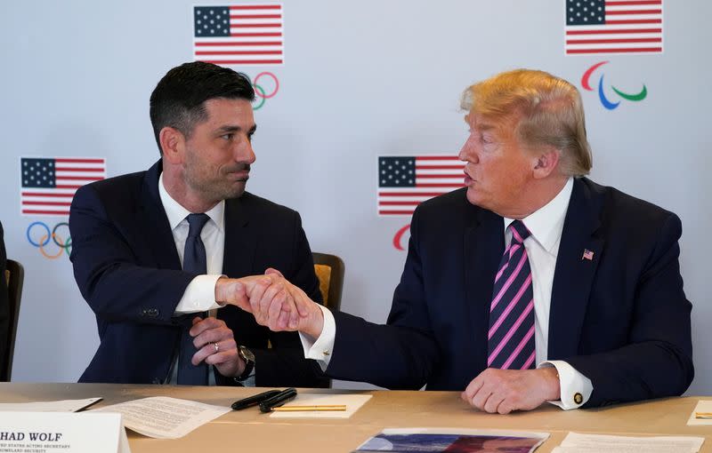 Trump participates in a LA 2028 Olympic briefing in Los Angeles, California