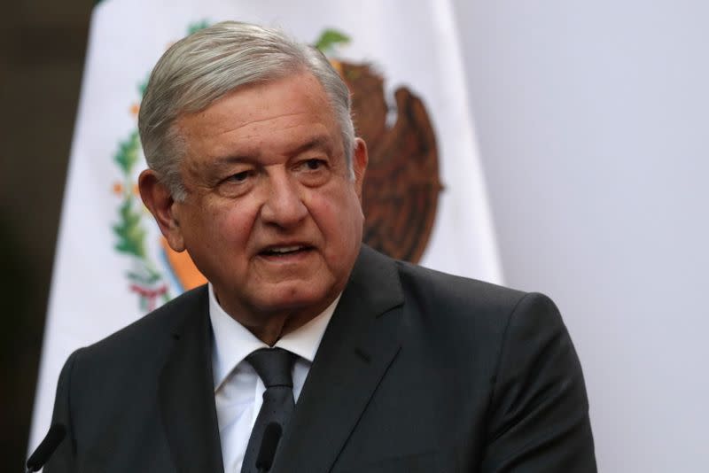 Mexico's President Andres Manuel Lopez Obrador addresses to the nation on his second anniversary as the President of Mexico, at the National Palace in Mexico City