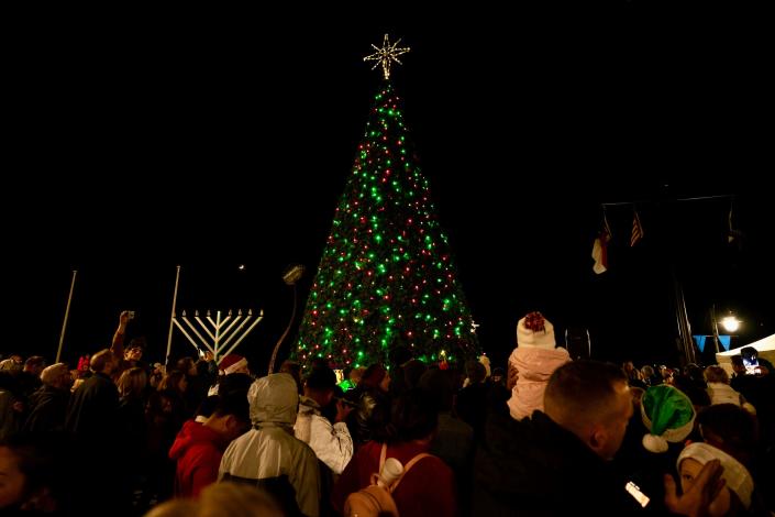 A large crowd attended the Lighting of the Wilmington Christmas tree at the foot of Market Street on November 29, 2019.