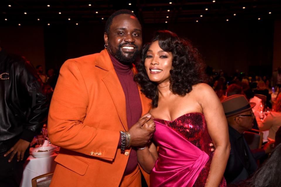 LOS ANGELES, CALIFORNIA - DECEMBER 05: (L-R) Brian Tyree Henry and Angela Bassett as McBride Sisters Wine Company Sponsors The Critics Choice Association 5th Annual Celebration Of Black Cinema & Television at Fairmont Century Plaza on December 05, 2022 in Los Angeles, California. (Photo by Michael Kovac/Getty Images for McBride Sisters Wine Company)