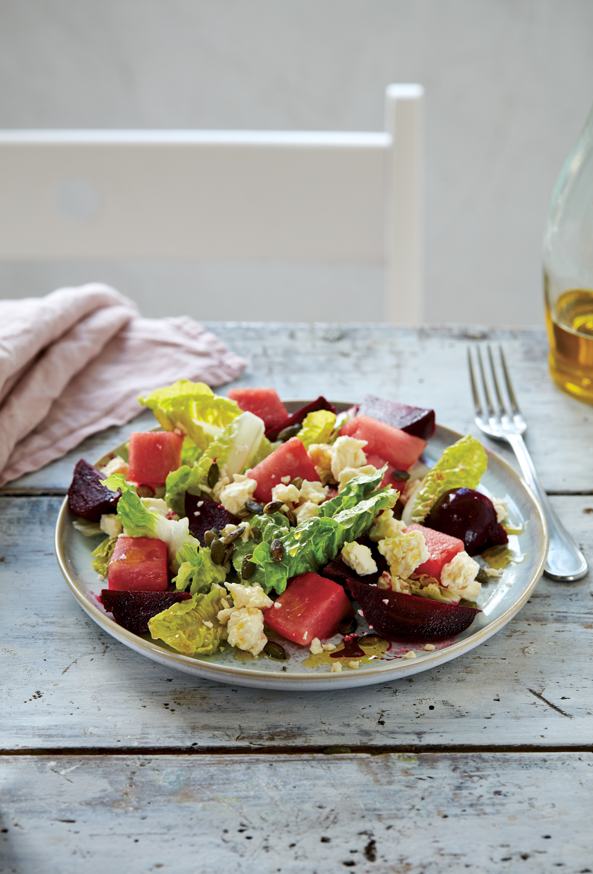 Yorkshire Wensleydale, Watermelon & Beetroot Salad. (Wensleydale Creamery)