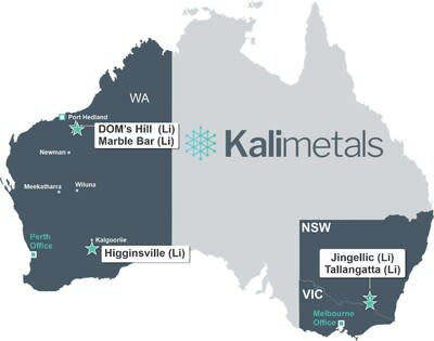Figure 1: Location of Kali Metals’ Portfolio of Lithium Exploration Projects (CNW Group/Karora Resources Inc.)