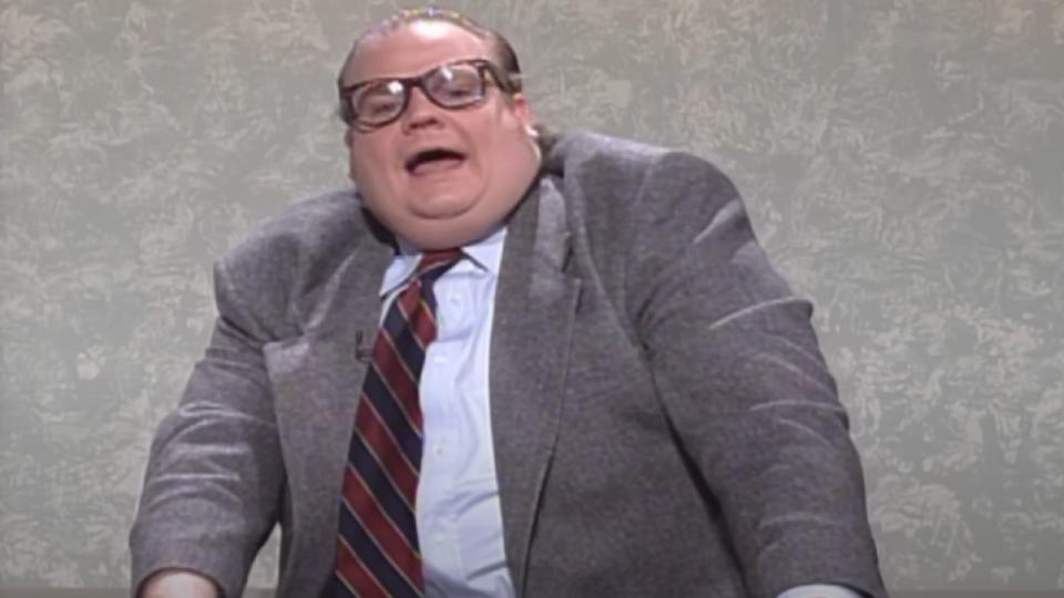 Chris Farley as Bennett Brauer on Weekend Update.