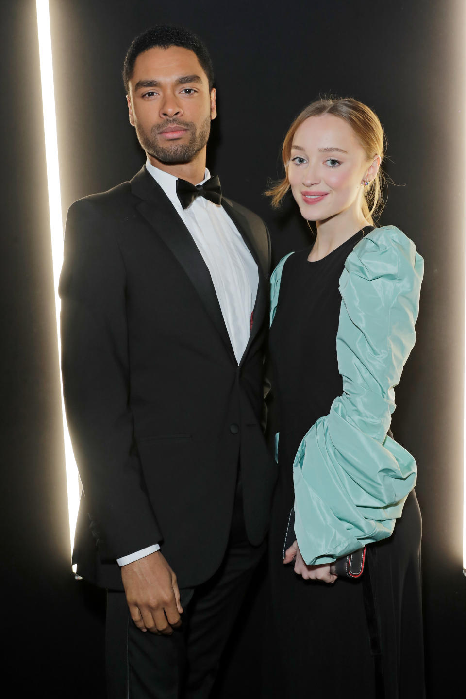 LONDON, ENGLAND - JANUARY 29:   Rege-Jean Page and Phoebe Dynevor attend the dunhill & Dylan Jones Pre-BAFTA party at dunhill Bourdon House on January 29, 2020 in London, United Kingdom. (Photo by David M. Benett/Dave Benett/Getty Images for dunhill)