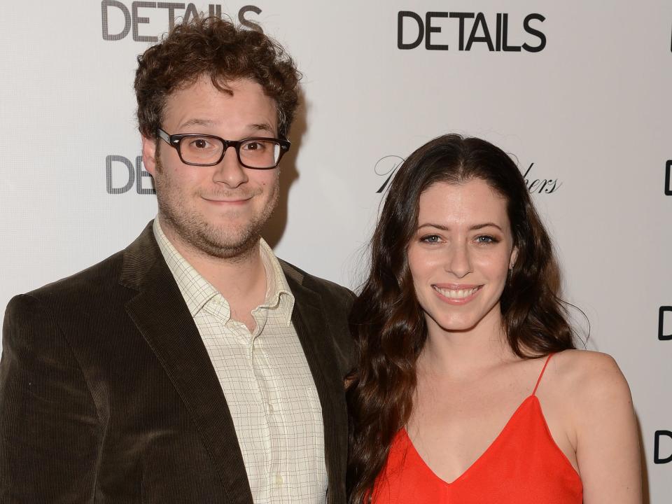 Actors Seth Rogen and Lauren Miller attend the DETAILS Hollywood Mavericks Party held at Soho House on November 29, 2012 in West Hollywood, California.