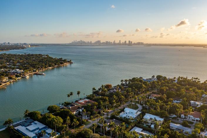 waterfront views from the most expensive home currently for sale in Florida, 18 La Gorce Circle in Miami Beach