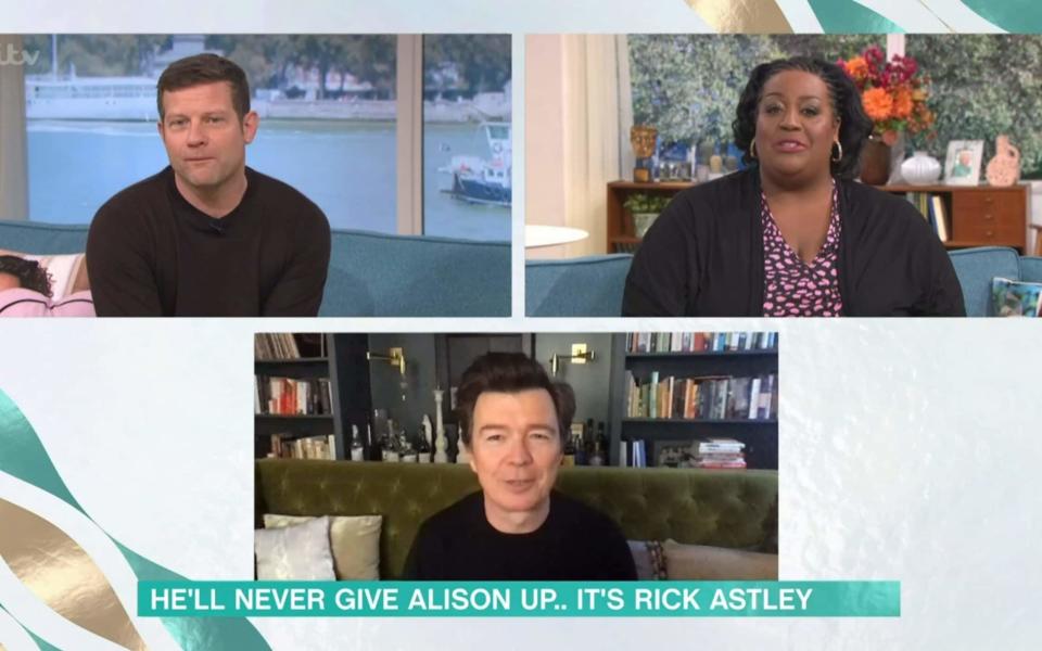 Dermot O'Leary and Alison Hammond interviewing Rick Astley on This Morning earlier this year - ITV