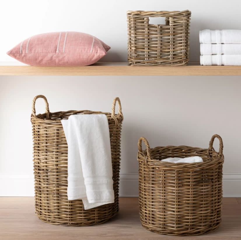 With this basket, you can store away extra blankets, towels and toys to declutter around the house. The rattan makes this basket a bit bohemian, too. <a href="https://goto.target.com/c/2055067/81938/2092?u=https%3A%2F%2Fwww.target.com%2Fp%2Fdecorative-round-kooboo-rattan-basket-16-34-x-14-34-gray-threshold-8482-designed-with-studio-mcgee%2F-%2FA-78169125%3Fref%3Dtgt_adv_XS000000%26AFID%3Dgoogle_pla_df%26fndsrc%3Dtgtao%26DFA%3D71700000012577541%26CPNG%3DPLA_Home%252BDecor%252BShopping%26adgroup%3DSC_Home%252BDecor%26LID%3D700000001170770pgs%26LNM%3DPRODUCT_GROUP%26network%3Dg%26device%3Dc%26location%3D9004054%26targetid%3Dpla-797847081118%26ds_rl%3D1246978%26ds_rl%3D1247068%26ds_rl%3D1248099%26gclid%3DCj0KCQjw8rT8BRCbARIsALWiOvRDA3KqebdMuClNct_uEcKKpx1d5yEVk1qyKSEqz-4dZ5R5IAIedLwaAqI8EALw_wcB%26gclsrc%3Daw.ds&amp;subid1=5&amp;subid2=cottagecore&amp;subid3=decor" target="_blank" rel="noopener noreferrer">Find it starting at $40 at Target</a>.