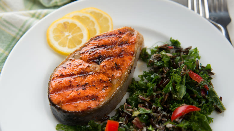 Grilled salmon plate