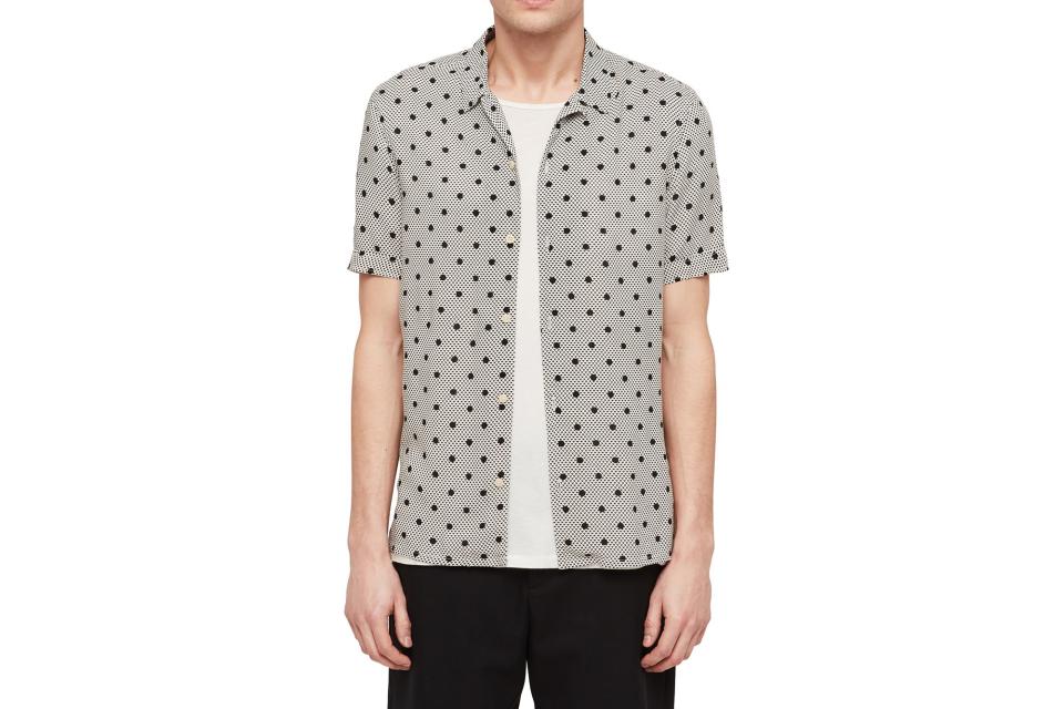 Allsaints Amour slim fit polka dot camp shirt (was $130, 35% off)