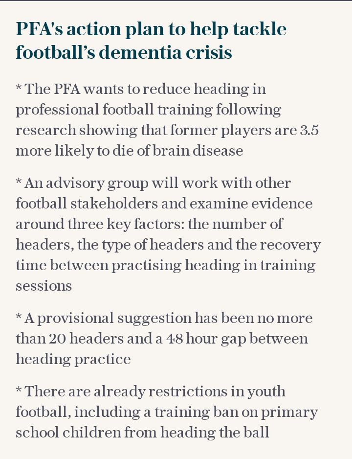 PFA's action plan to help tackle football’s dementia crisis