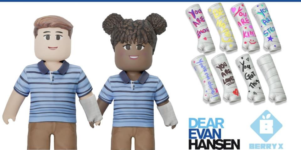 Blueberry Entertainment dropped a “Dear Evan Hansen” polo in Roblox and the IRL version at Bloomingdale’s. - Credit: Courtesy Blueberry Entertainment