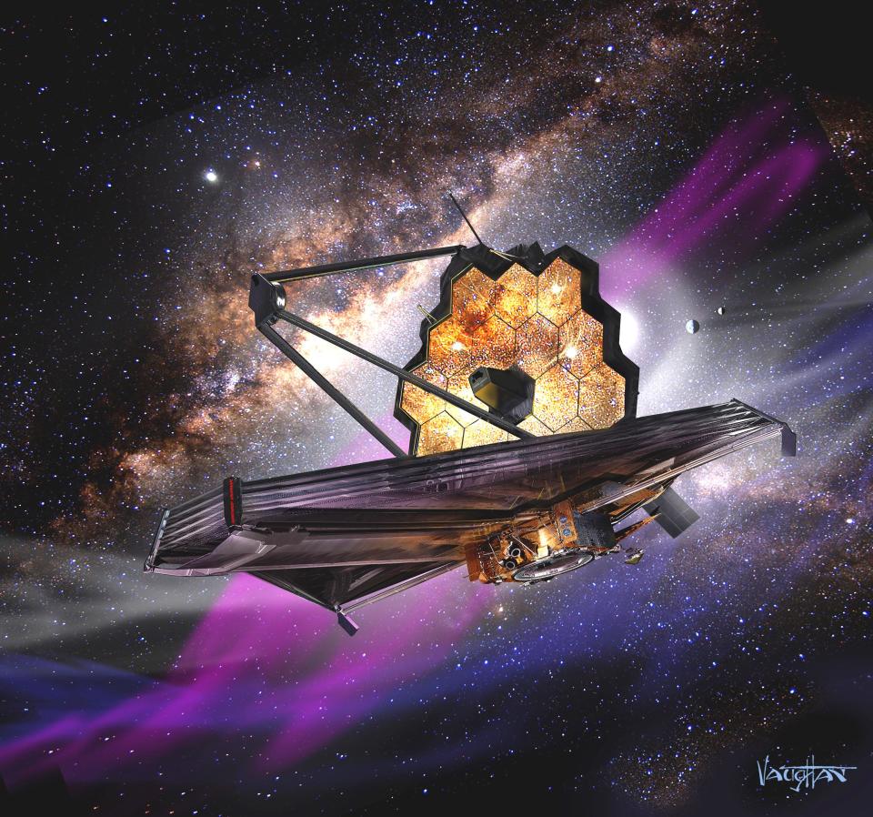 Space telescope illustration for new postage stamp.