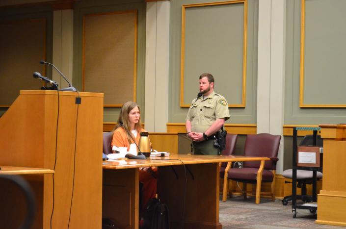 Ashley Kroese appears in the Williamson County Courthouse in Franklin, Tenn. on March 30, 2022. Kroese was found guilty on four charges in connection with a 2020 car crash that killed a Brentwood Police officer.