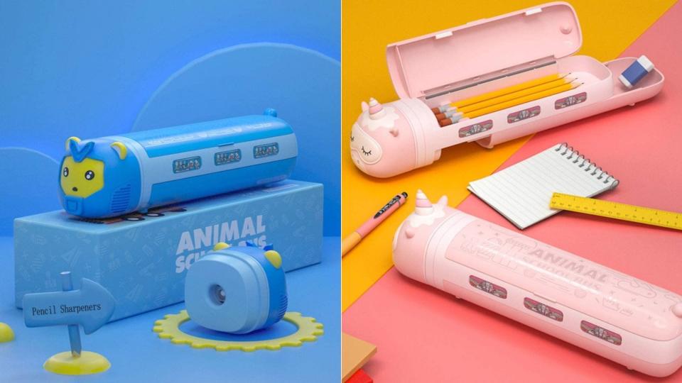 This little case looks sharp, and comes with a built-in pencil sharpener.