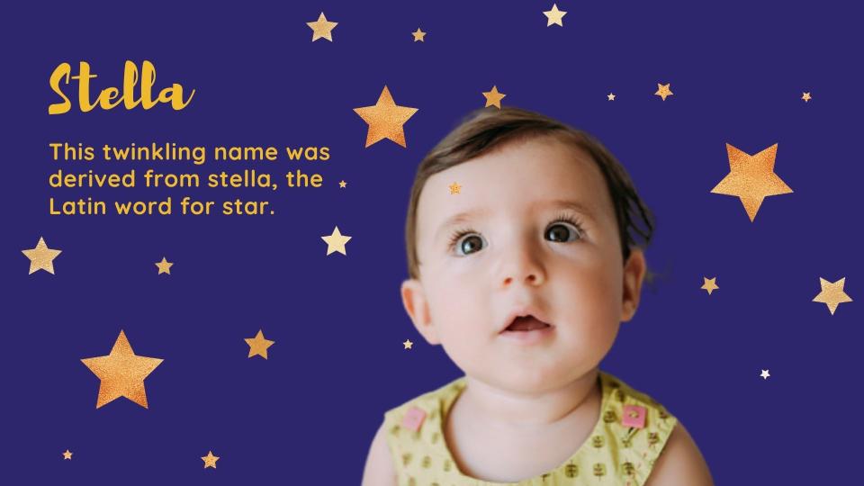 Baby looking up at stars describing the name Stella