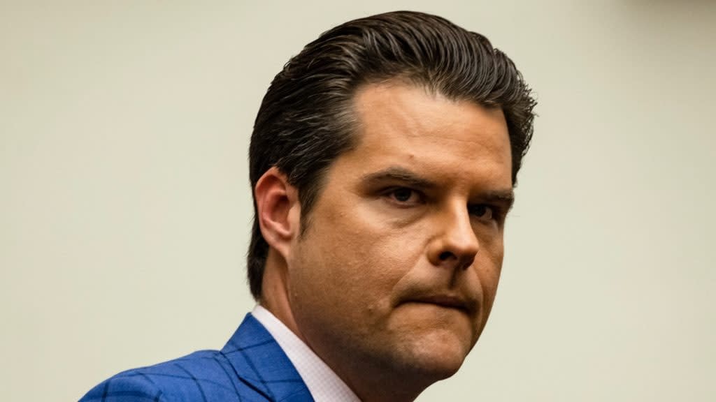 Republican Florida Rep. Matt Gaetz (above) reportedly asked the Donald Trump White House for a pre-emptive pardon for himself and unnamed congressional colleagues, according to The New York Times. (Photo by Samuel Corum/Getty Images)