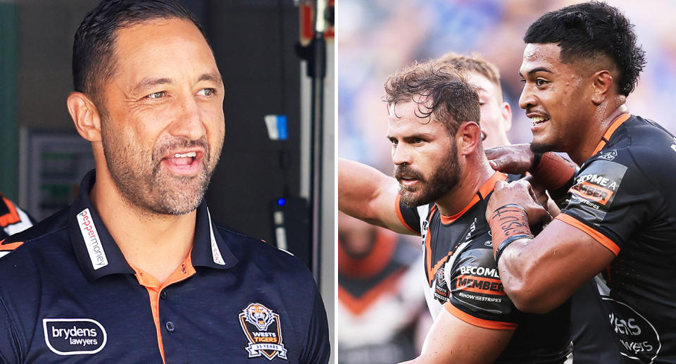 Benji Marshall is answering his NRL critics after his Wests Tigers side won their second straight match thanks to the heroics of Aidan Sezer. Pic: Getty