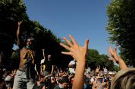 Rally against the death in Minneapolis police custody of George Floyd, in St. Paul