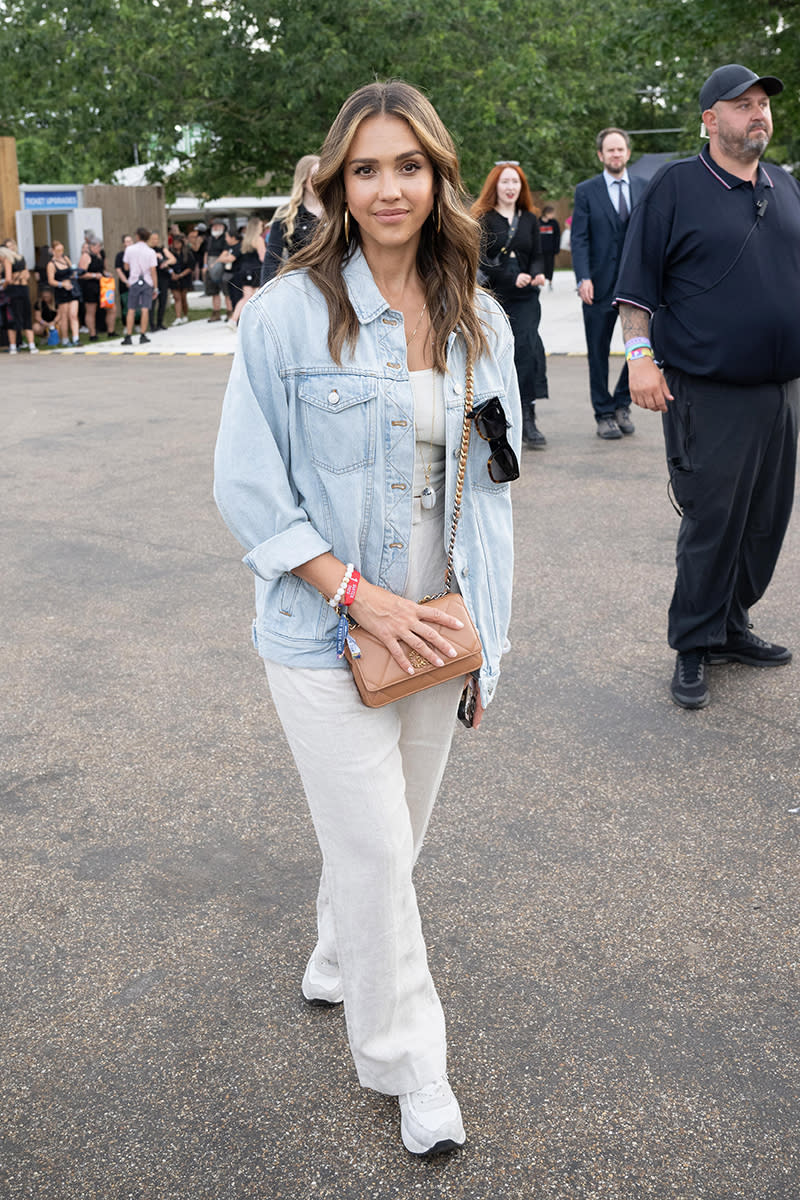 Jessica Alba Dons a Denim Jacket While Out in London — Get the Look