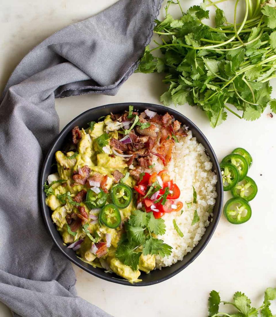 Jalapeño Popper Chicken Burrito Bowls With Cauliflower Rice