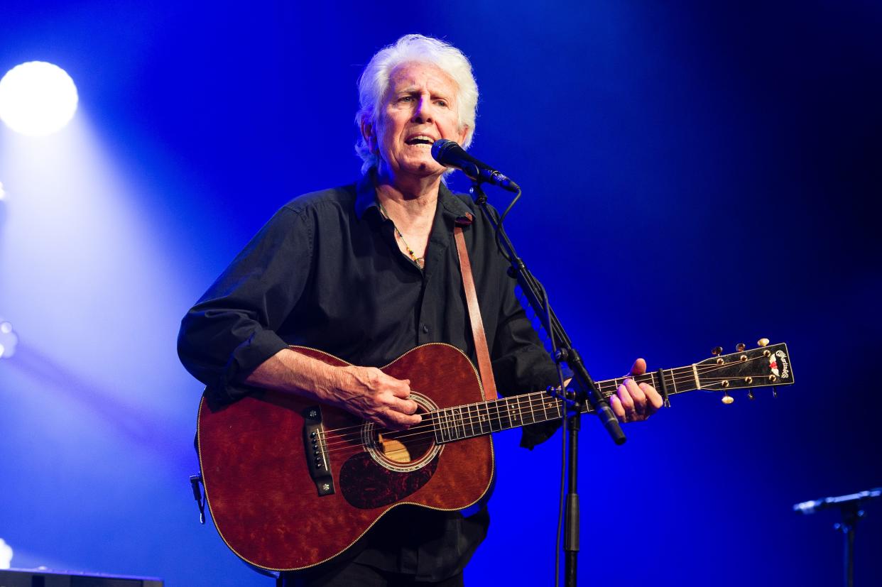 Graham Nash performs on stage during the Cambridge Folk Festival 2019 at Cherry Hinton Hall in Cambridge, England. He'll be at DCA on Aug. 18.
