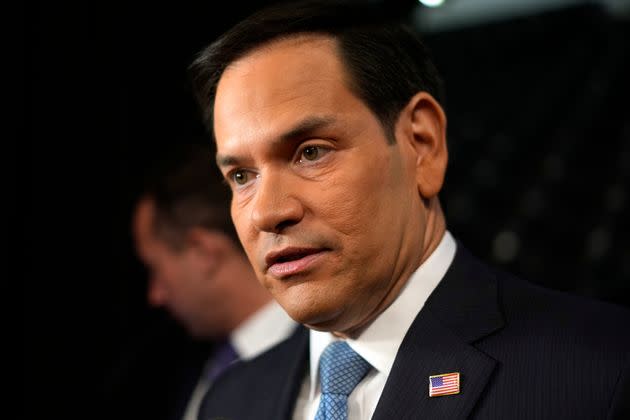 Sen. Marco Rubio (R-Fla.) speaks to reporters in the spin room after a presidential debate between President Joe Biden and Republican presidential candidate Donald Trump in Atlanta on June 27.