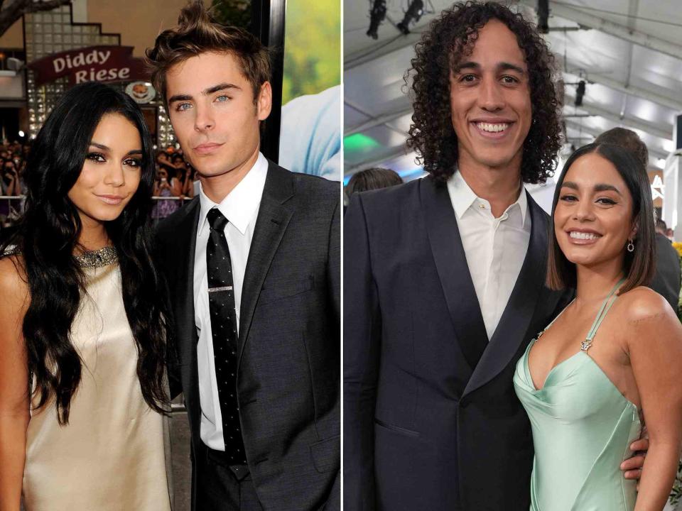 <p>Kevin Winter/Getty ; Kevin Mazur/Getty</p> Left: Vanessa Hudgens and Zac Efron at the premiere of Universal Pictures