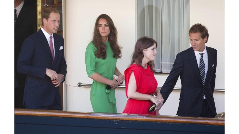 Prince William, Kate Middleton and Princess Eugenie on the Royal Yacht Britannia