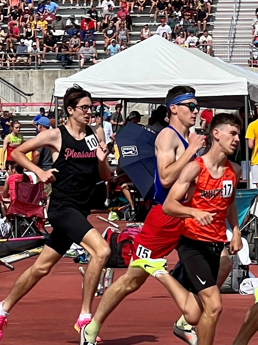 Pleasant's Nick Swartz runs in the boys 1600 meters at the Division III state track meet at Ohio State's Jesse Owens Memorial Stadium last year.