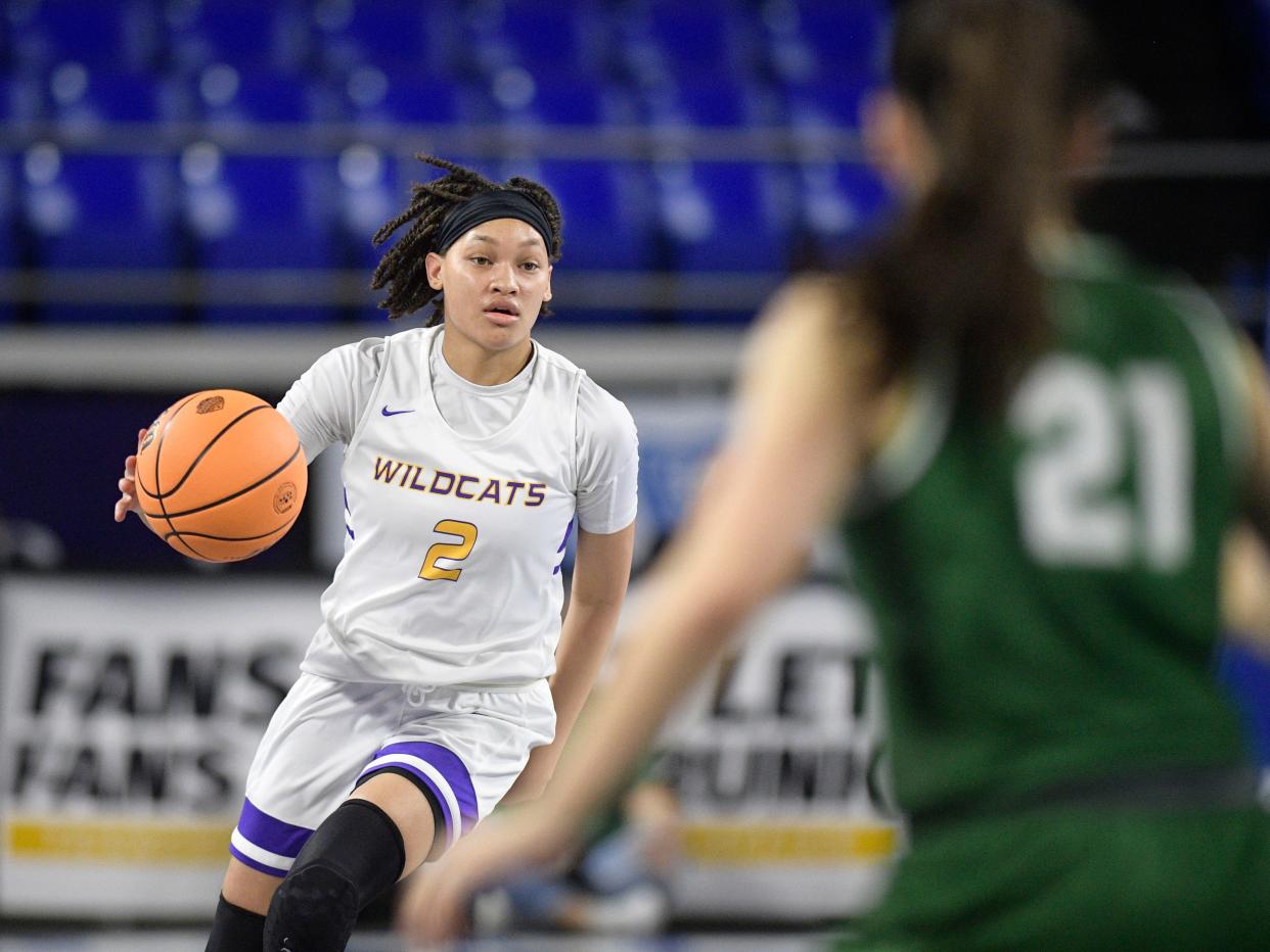 Clarksville's Imari Berry (2) during the TSSAA BlueCross Girls Basketball Championship Class 4A quarterfinal game against Green Hill in Murfreesboro, Tenn. on Tuesday, March 7, 2023. 