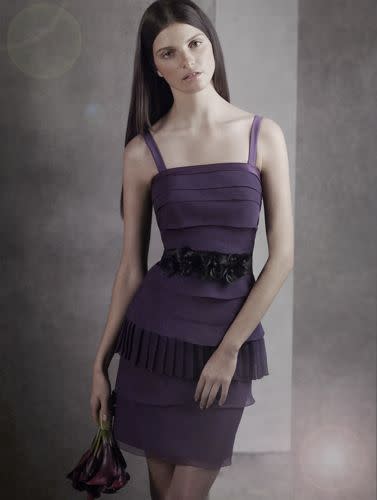 Tiered Crinkle Chiffon Dress with Satin Straps, $158