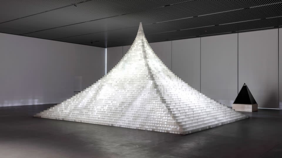 "Model for Probability Pyramid—Study for Crystal Pyramid," from 2019, showed at small scale the artist's desire to rival the pyramids of Egypt with a shimmering testament to humanity. - Courtesy Agnes Denes/Leslie Tonkonow Artworks + Projects