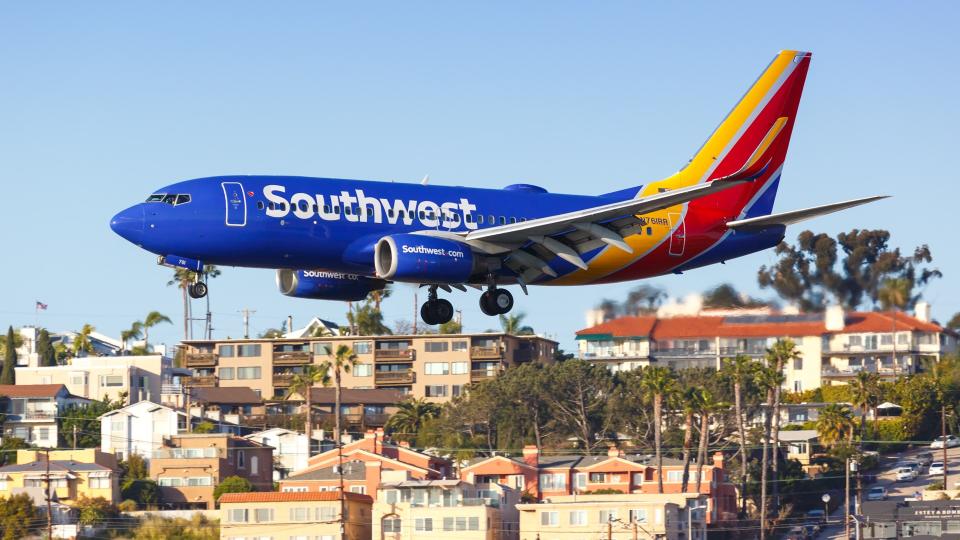 San Diego, United States â€“ April 13, 2019: Southwest Airlines Boeing 737-700 airplane at San Diego airport (SAN) in the United States.