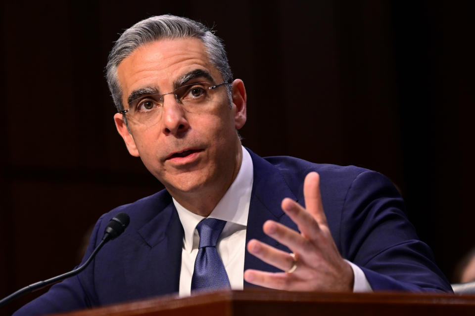 David Marcus, head of Facebook's Calibra (digital wallet service), testifies before a Senate Banking, Housing and Urban Affairs Committee hearing on 