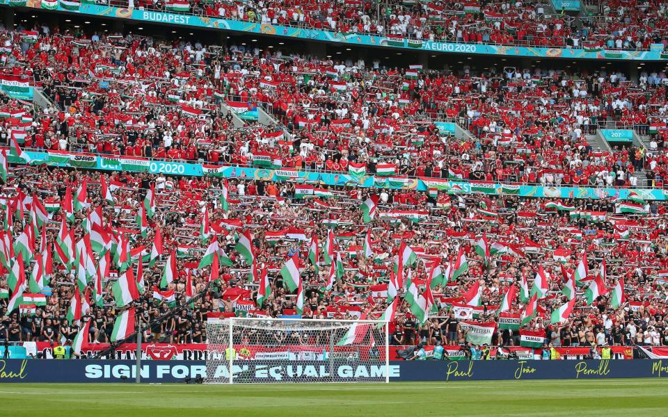 Packed stadium behind goal in Budapest - GETTY IMAGES