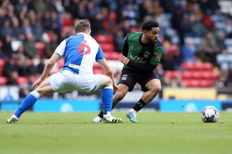 Blackburn Rovers' Sondre Tronstad and Coventry City's Jay Dasilva in action