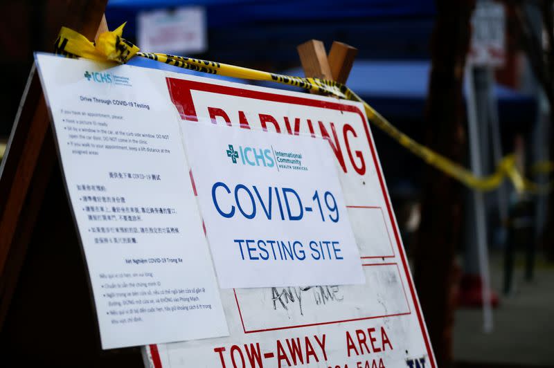 A coronavirus testing site outside International Community Health Services during the coronavirus disease (COVID-19) outbreak in Seattle