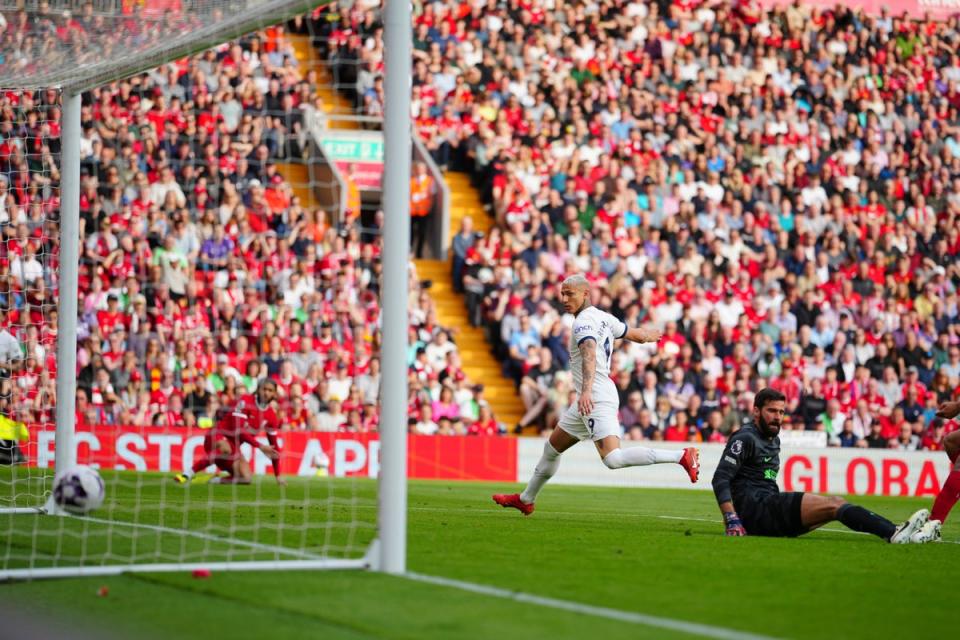 Richarlison turns in Tottenham’s first goal (AP)