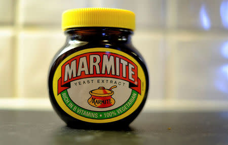 A jar of Marmite, a Unilever brand, sits on a kitchen counter in Manchester, Britain October 13, 2016. REUTERS/Phil Noble/File Photo